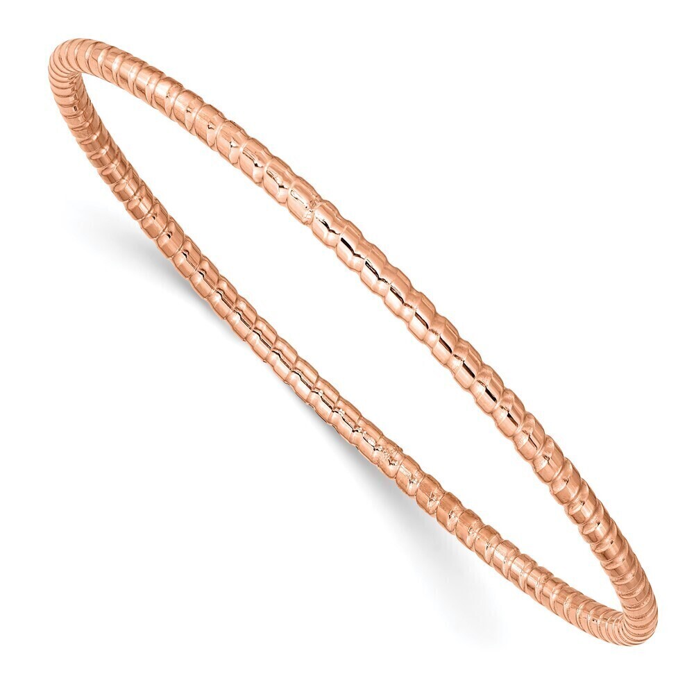 Kazi Luxury Chisel Stainless Steel Polished & Textured Rose IP-plated 3mm Bangle